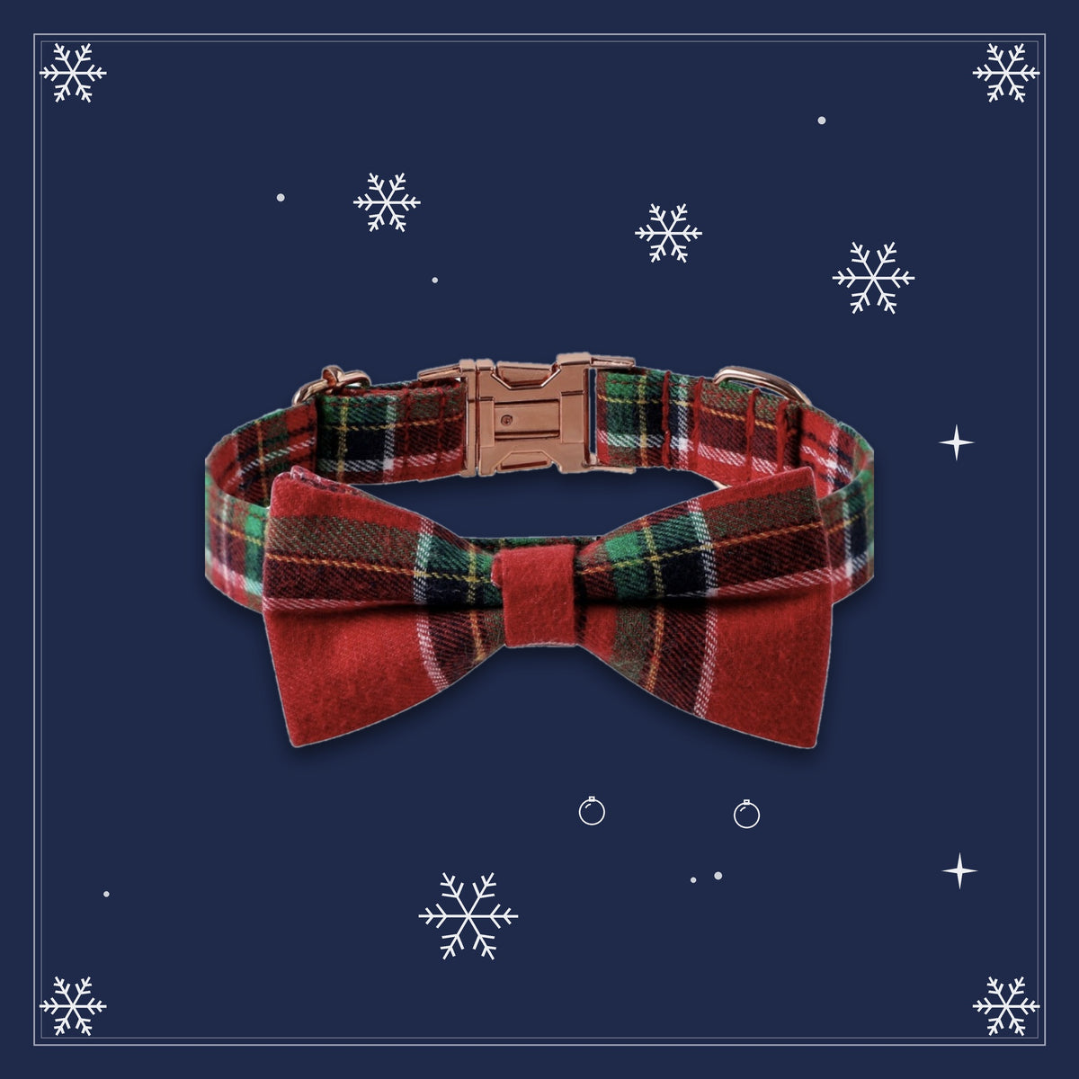 Christmas Red Plaid Bow Dog Collar